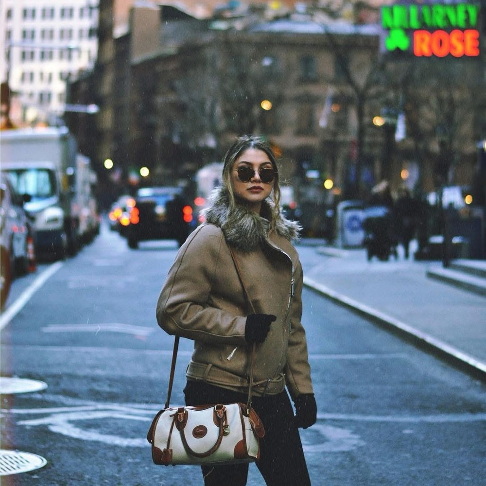 H&M Tan Bomber Jacket with Fur Collar